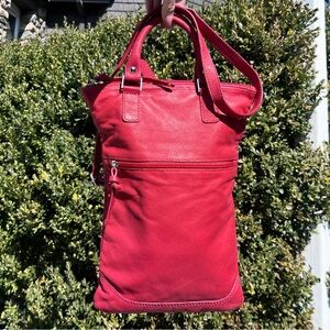 Women’s Maurizio Taiuti Red Italian Leather Foldover Crossbody Bag